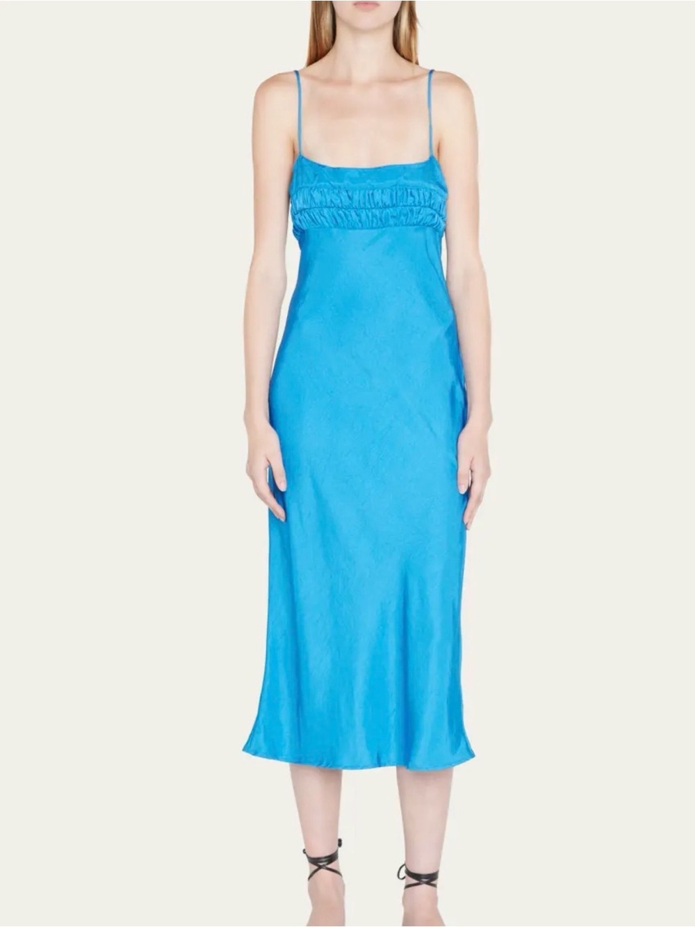 Ciao Lucia Nera Ruched-Front Satin Midi Slip Dress
